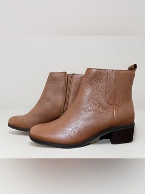 Cole Haan Addie Almond Toe Leather Ankle Booties British Tan 6B